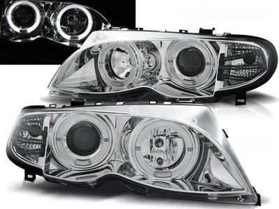 Headlights for BMW 3 Series E46 Sedan Wagon 2001-05 VR-1205 Angel Eyes Chrome