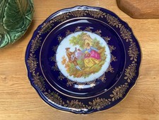 Limoges Castel 22K Gold Cobalt Blue Porcelain Decorative Plate France