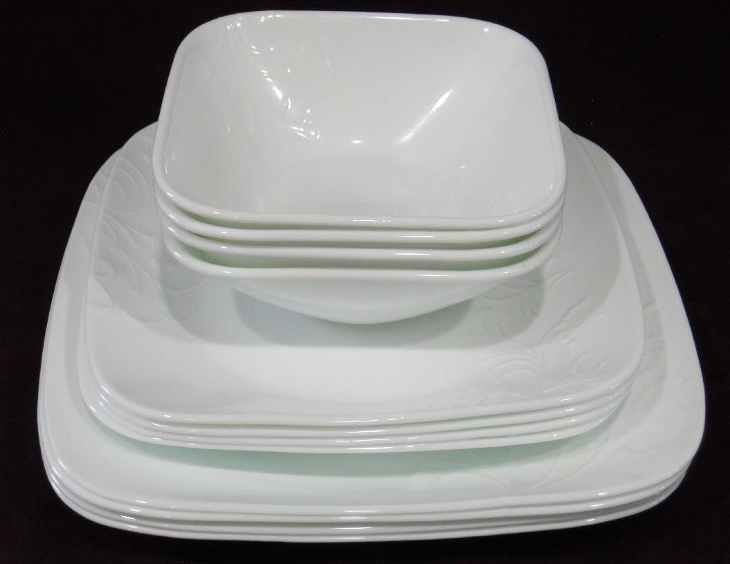 NEW 16-pc CORELLE Square CHERISH DINNERWARE SET w/6.5" Appetizer Bread Plates