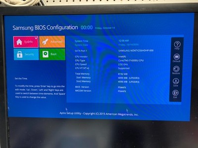 Samsung NP900X5L, Intel(R) Core(TM) i7-6500U CPU 2.50GHz  8gb RAM NO HARDRIVE