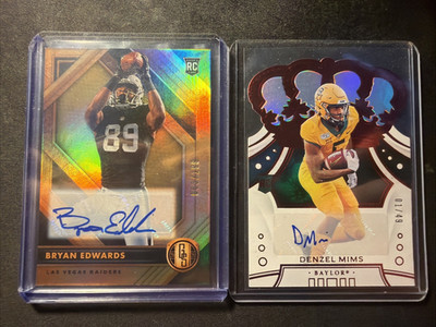   Rookie Auto Lot Bryan Edwards /199 Denzel Mims /49 RC Autos Raiders Jets
