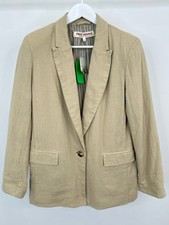 FREE PEOPLE Linen Blend Blazer NWT SZ XS KHAKI Women Jacket Lined Light Acedemia