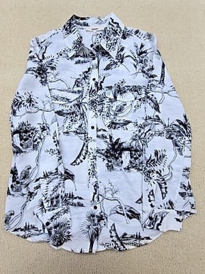 Koton Womens Shirt White Tropical Long Sleeve Cotton Size 38