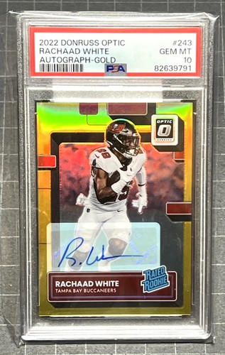 Rachaad White Panini Donruss 2022 Rookie Auto Gold Prizm 6/10 PSA 10 Pop 1