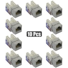 10 Pcs Cat5E RJ45 Ethernet LAN Network Keystone Jack 110 Punch Down Snap-in Gray