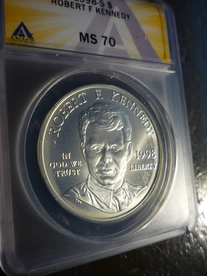 GRADED MS70 - SILVER ROBERT F KENNEDY 1998S COMMEMORATIVE DOLLAR -  BEAUTY!! - Image 3 of 4