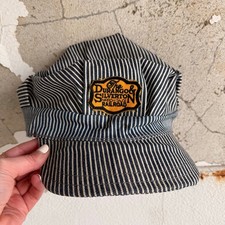 Vintage Durango Silverton Railroad Engineer Cap Hickory Stripe Workwear Hat XL