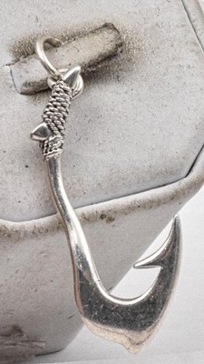 Nachlass 925 Sterling Silber großer 2,15'' langer Hochsee Angelhaken Anhänger COOL!
