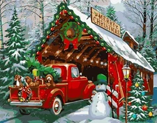 Eiazuiks Christmas Paint by Number for Adults. Truck Paint by Numbers for Adults
