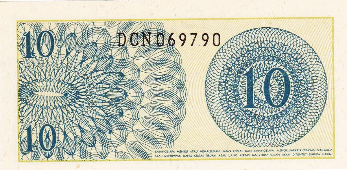 Bank Indonesia 🇮🇩 10 Sepuluh Sen 1964 DCN 069790 Gubernur Bank Indonesia 🇮🇩 10 Sepuluh Sen 1964 DCN 069790 Gubernur