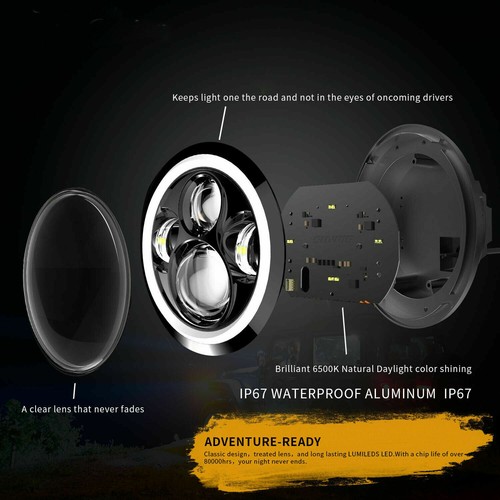 Faro proyector LED halo DRL para Royal Enfield Himalayan 2018-2022 7" pulgadas - Imagen 7 de 11