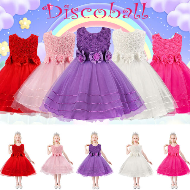 Girls Bridesmaid Dress Baby Flower Kids Party Lace Wedding Dresses Princess Rose