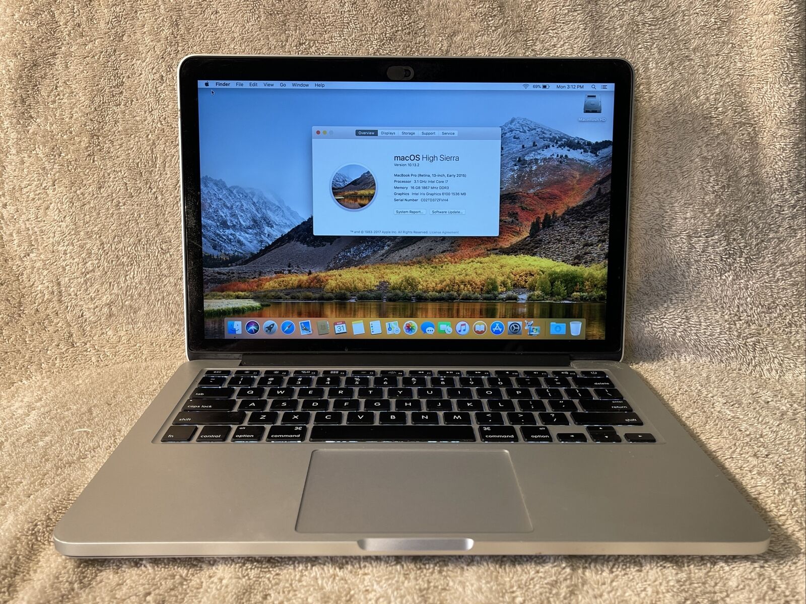 Apple MacBook Pro 13-inch 2015 2.7ghz I5 Upgraded 512GB SSD 16GB 