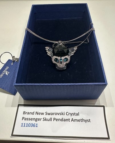 Swarovski Crystal Passenger Skull Pendant Blue 1110361—BRAND NEW IN THE BOX - Picture 3 of 9