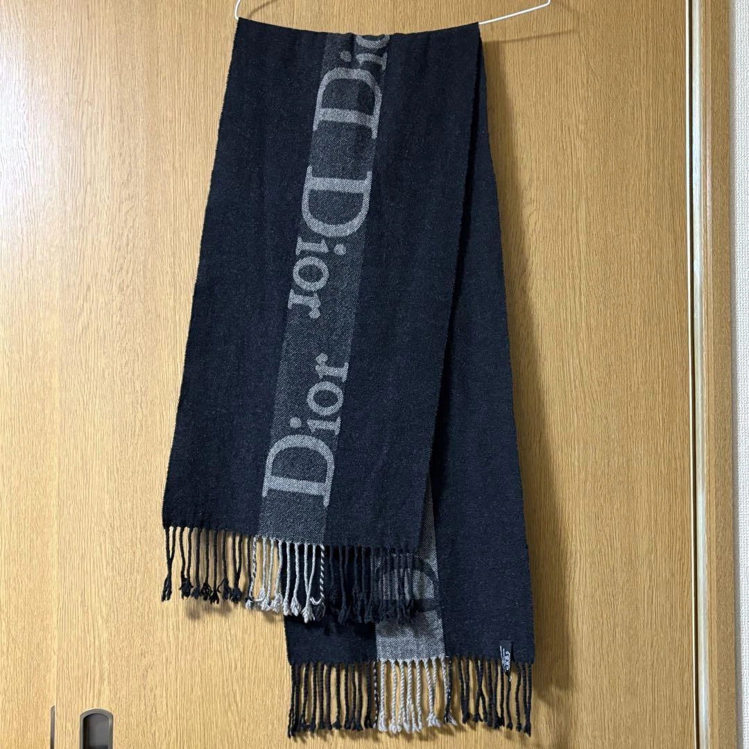 Authentique écharpe en laine Christian Dior logo marque 144 x 32,5 cm femme décontractée