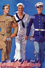 POSTCARD Print / John SHERIDAN / Army, Navy + Marines, 1937