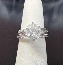 Vintage 925 Sterling Silver CZ Engagement Ring Size 5
