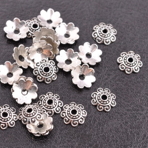 100Pcs Tibetan Silver Metal Flower Loose Spacer Bead Caps 6MM 8MM 10MM 12MM 14MM - Picture 51 of 78