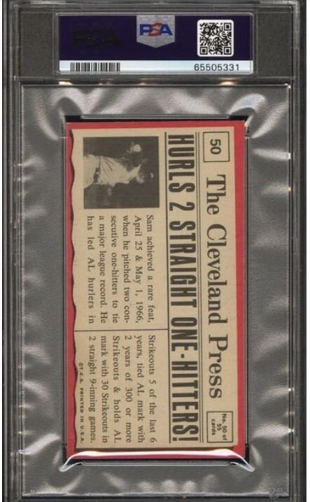 1971 Topps Greatest Moments Sam McDowell Baseball Card Signed PSA 5 Certified 10 - Image 4 of 4