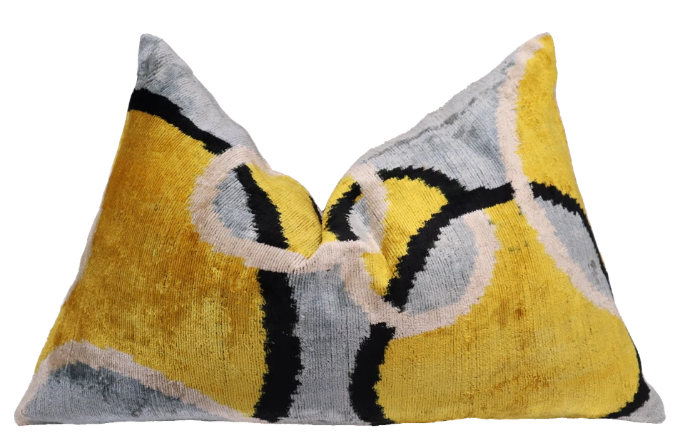 Funda de terciopelo pluma geométrica hecha a mano almohada 16 x 24 pulgadas (40 x 60 cm) Foto 3 de 4