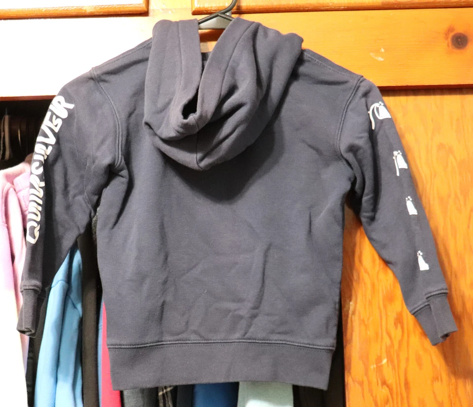 QuikSilver Hoodie Full Zip Navy Blue Logo Youth Extra Small Size 4 - Image 4 of 4