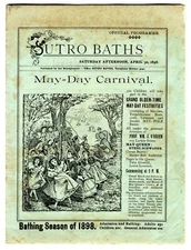 4/30/1898 SAN FRANCISCO SUTRO BATHS BATHHOUSE~ANTIQUE "MAY-DAY CARNIVAL" PROGRAM
