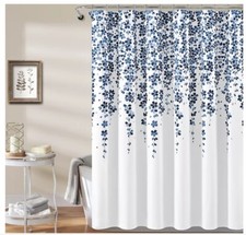 Lush Decor Spring Weeping Flowers Fabric Shower Curtain 72 x 72 Blue Gray