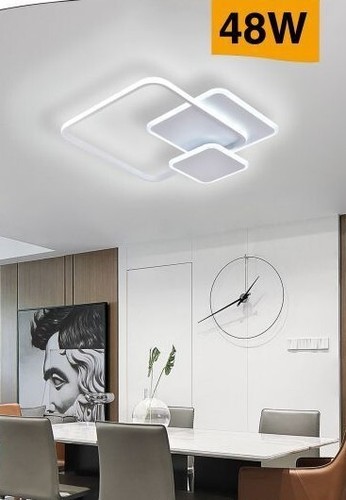 Plafoniera lampada soffitto LED 48W moderno 3 quadrati 3840lm decorativo stanza - Foto 8 di 15