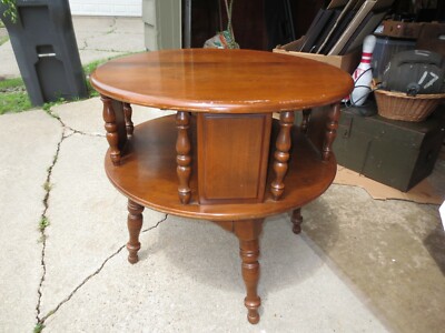 Heywood Wakefield Original 1900s Table 2-Tier Rotating Top Lazy
