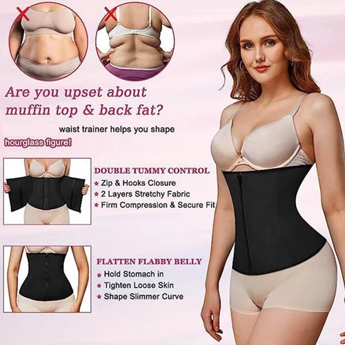 Taillentrainer Damen Korsett Sauna Schweiß Abnehmen Body Shaper Gürtel Haken&Augen - Bild 3 von 21