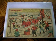 Winter Sledding - The Good Old Days Cartoon Series Illustration 1949         