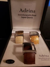 Adrina Interchangeable Head Ladies Watch Japanese Quartz, 3 Bands & Display Case