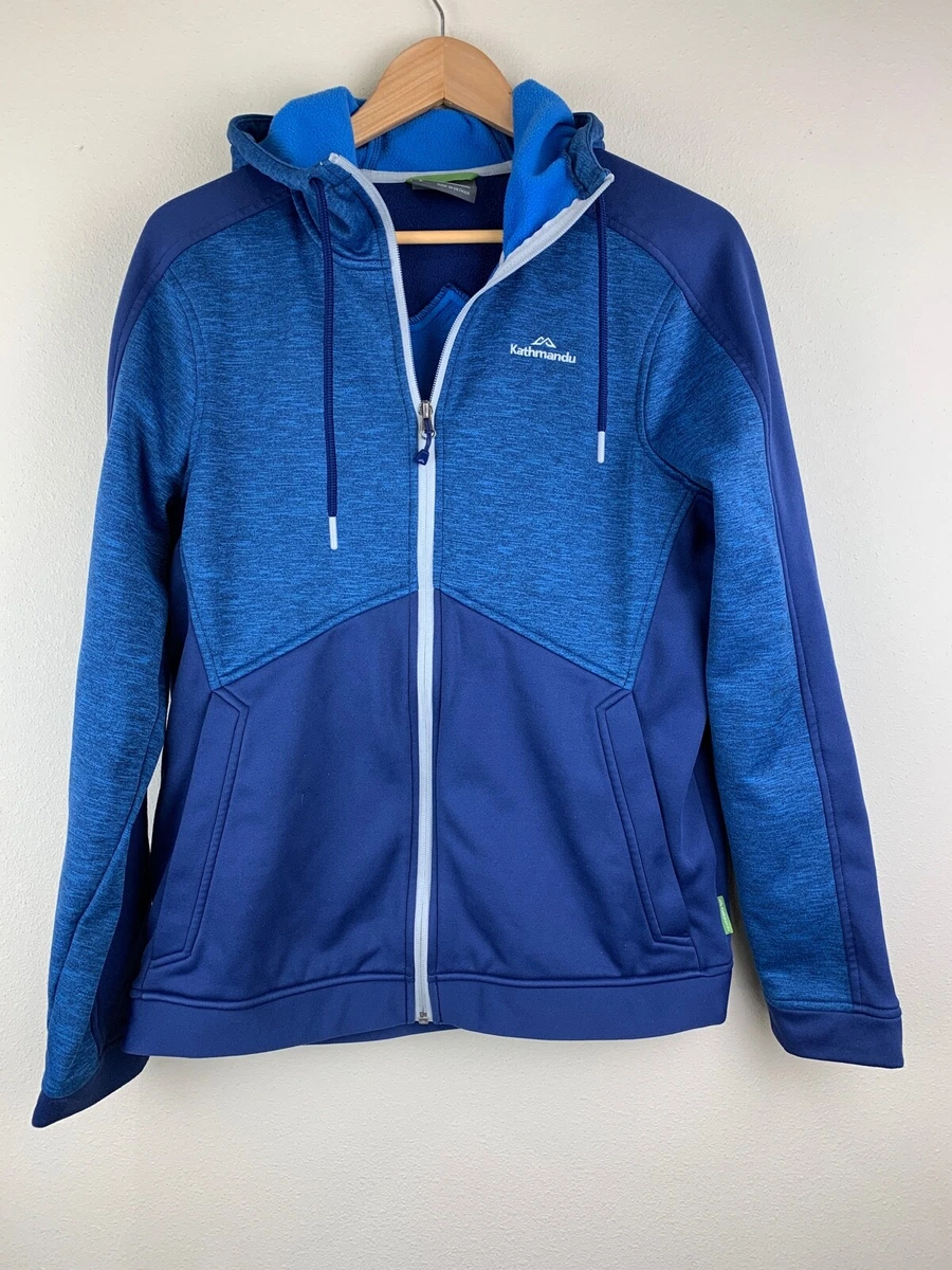 Kathmandu Hoodie Jacket Small Blue Zip Pockets Collar Fleece Men Hiking  Running