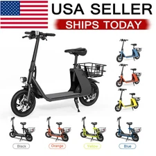 450W Foldable Adults Electric Scooter with Seat Basket Commuter E Scooter 20Mile