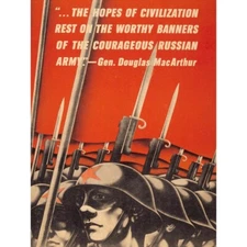 Propaganda War Wwii Usa Russian Charity Relief Macarthur 12X16 Inch Framed Print