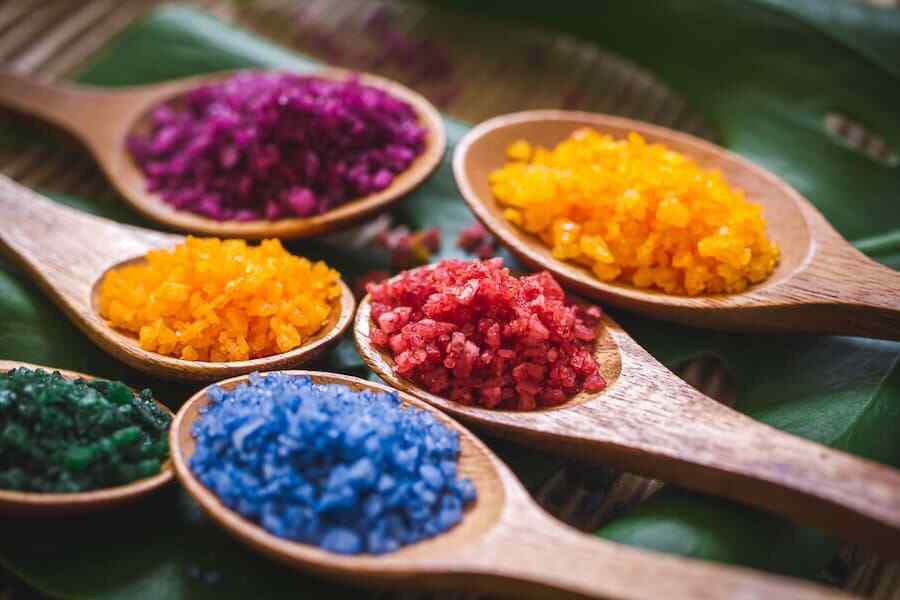 Aromatherapie - Badesalze mit ätherischen Ölen. 200g Standbeutel - 10 Sorten