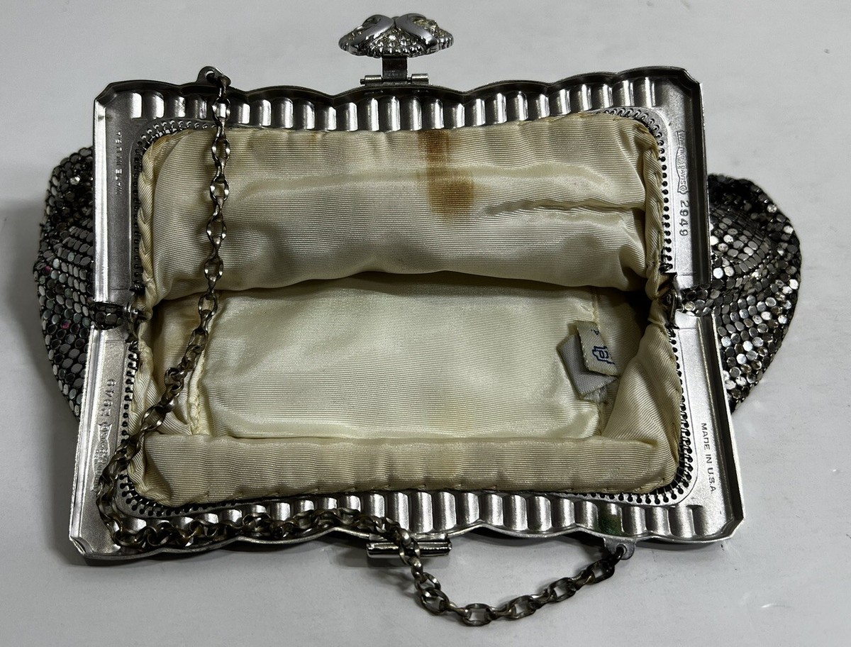 バッグ WHITIN & Davis. Bag Vintage Whiting Davis Silver-Tone Mesh Purse Handbag W