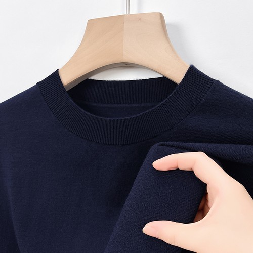 Men's High Round-neck Knitted Sweater Thin Silk Cashmere Mulberry Silk Cashmere - Picture 3 of 34