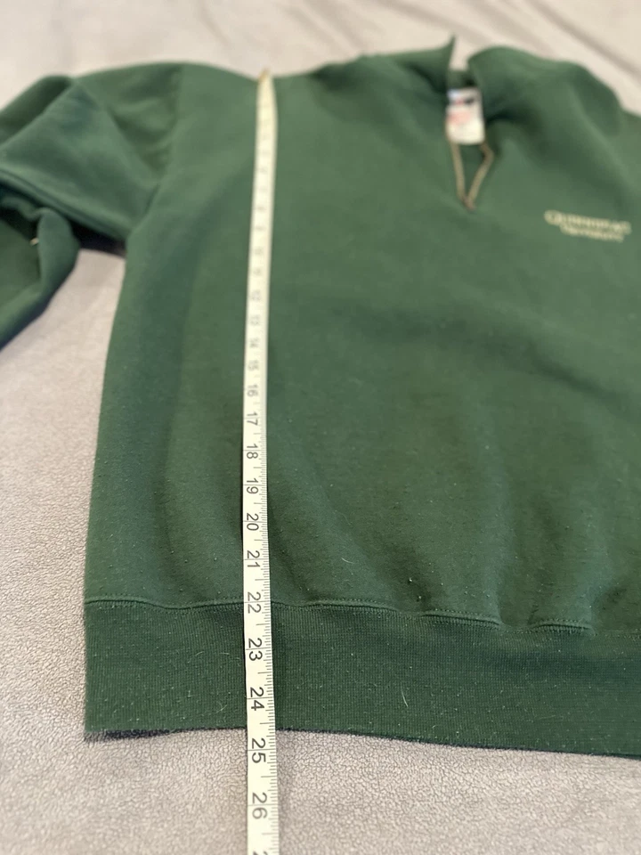 Vintage 90s Quinnipiac University 1/4 Zip Green Jerzees Sweater Sweatshirt - Image 4 of 4