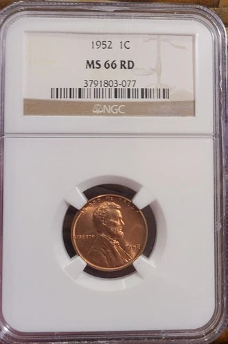 1952-P Lincoln Wheat Cent NGC MS66 RD