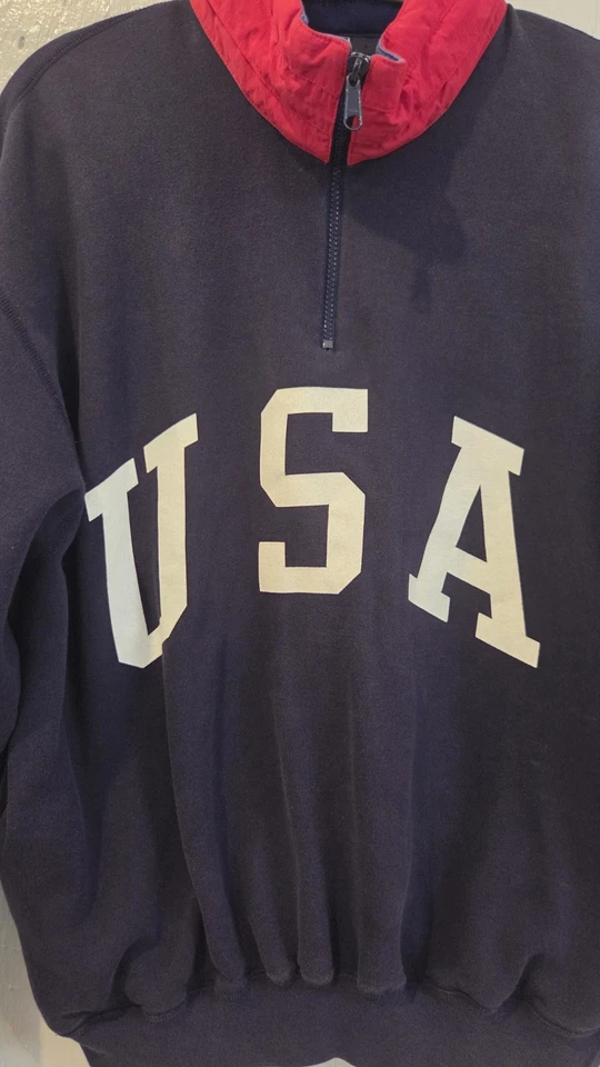 复古 90 年代 Polo Ralph Lauren 美国超人羊毛运动衫国旗体育场  — 第 2/4 张图片