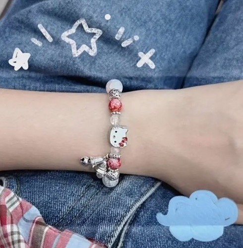 New Sanrio Hello Kitty Pandora Inspired Charm Bracelet Pink Charms READ Jewelry - Picture 8 of 9
