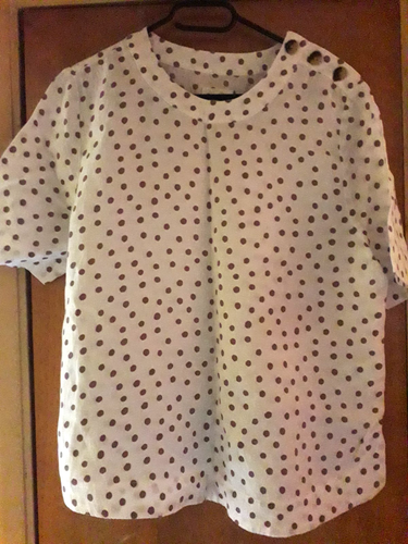 M&S Pure Linen White Brown Polka Dot Short-Sleeved Blouse Top-Size 8 Chest 38" - Picture 3 of 4