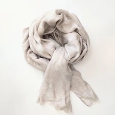 Faliero Sarti Oversized Cashmere Blend Modal Stole Scarf  Wrap Gray Beige Italy
