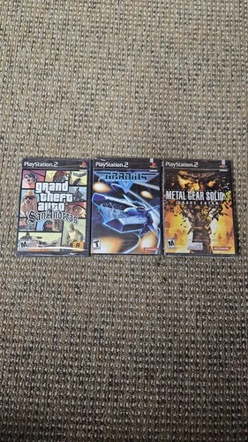 Sony PS2 New Sealed Lot: Metal Gear Solid 3, Gradius V GTA III San Andreas