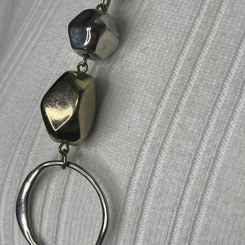 Chico's Perlenkette Mode Signiert Schmuck Mixed Metal Chunky Link Silber T - Bild 3 von 13