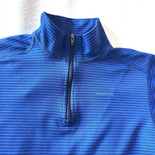 PATAGONIA Kids M Medium Blue Stripped Capilene Midweight Zip-Neck - Picture 3 of 7