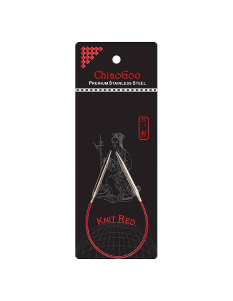 ChiaoGoo Aiguilles circulaires fixes métal Knit Red 23cm taille 2,5 - Photo 1/2
