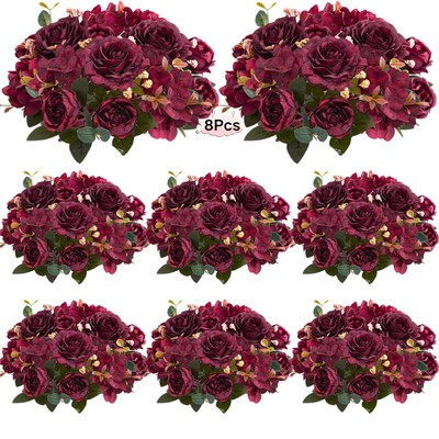 8Pcs Artificial Peonies Silk Flowers Fake Peony Bouquet Faux Peonies Flowers ...
