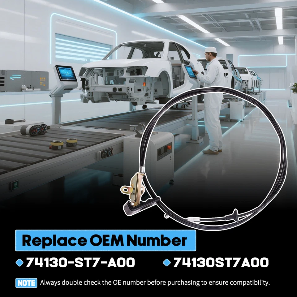 New Front Hood Release Cable For Honda Acura Integra 1994-2001 74130-ST7-A00 - Image 2 of 4